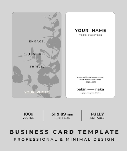 Профессиональная и минимальная визитная карточка Творческий и чистый шаблон визитной карточки