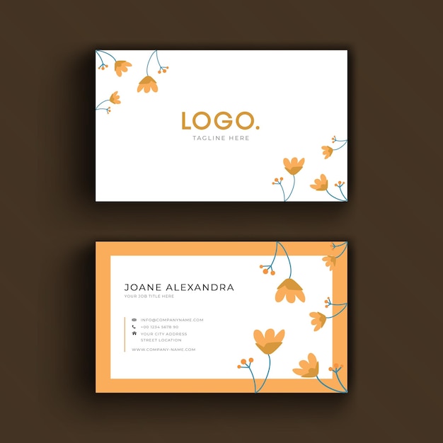 Professional and Minimal Orange Business Card Template premium vector