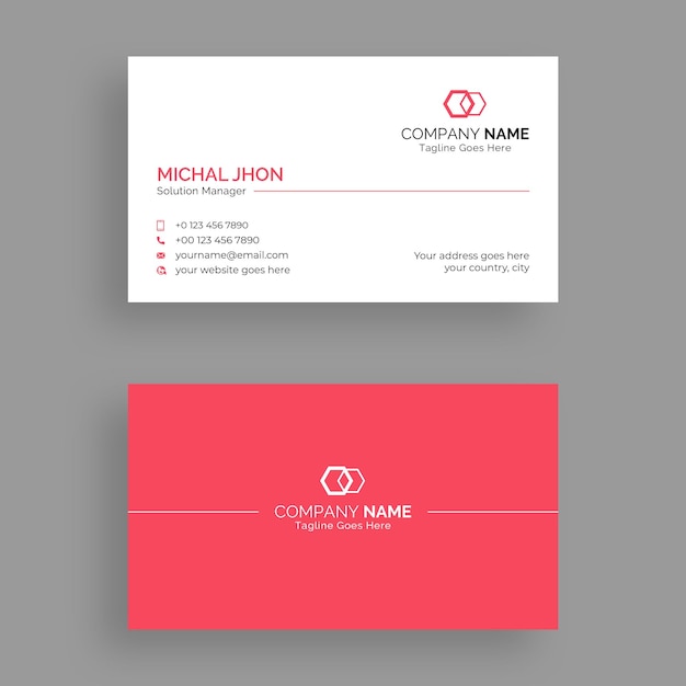 Professional minimal red business card template