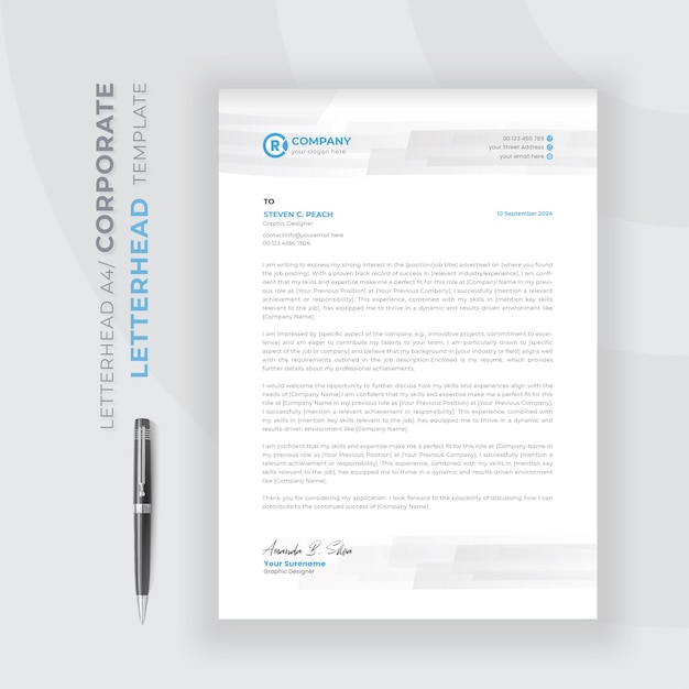 Professional and minimalist corporate letterhead template design