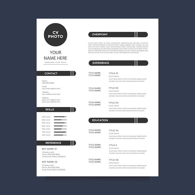 professional minimalist cv resume vector template layout design for business job multipurpose use