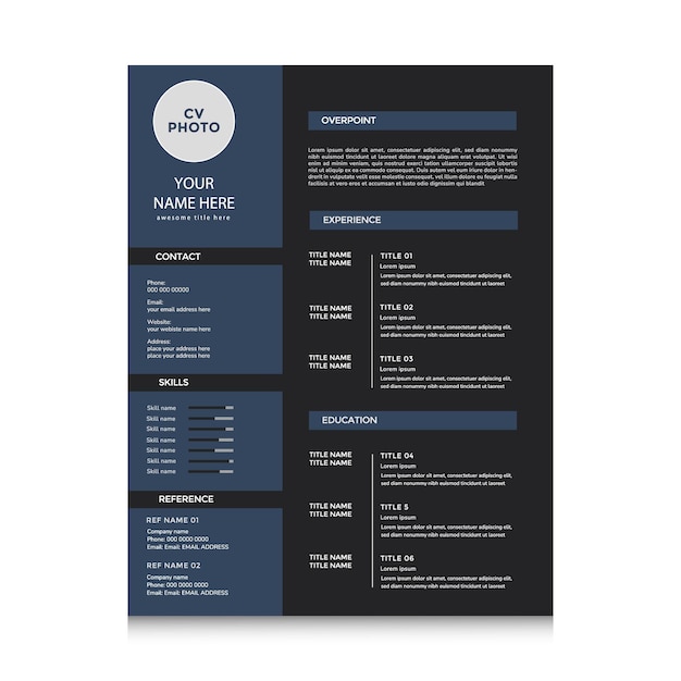 professional minimalist cv resume vector template layout design for business job multipurpose use