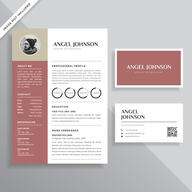 Vector professional minimalist resume cv with business card