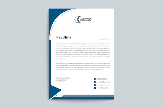 Professional modern blue letterhead template design for your business