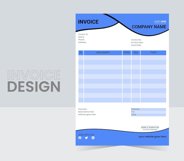 Vector professional modern business invoice payment receipt template