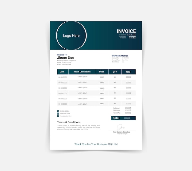Professional and modern business invoice template business invoice design Invoice bill design