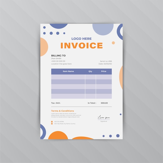 Vector professional and modern business invoice template design business bill form receipt price list