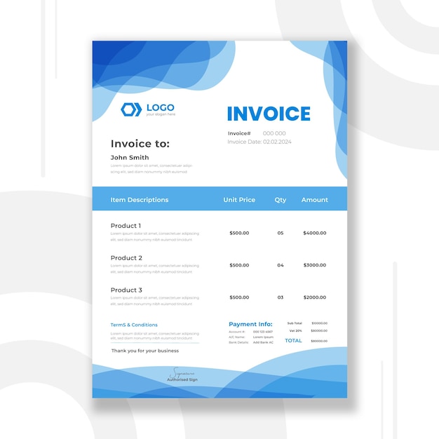 Professional modern business invoice template