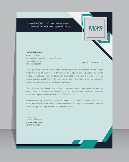 Professional and modern business letterhead template design