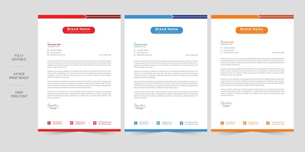 Professional modern company letterhead Free Vector