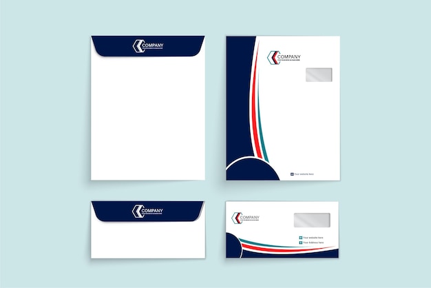 Professional and modern corporate business Envelope template design with blue and red color