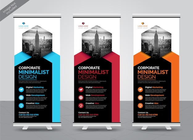 Professional Modern corporate colorful roll up standee banner design template