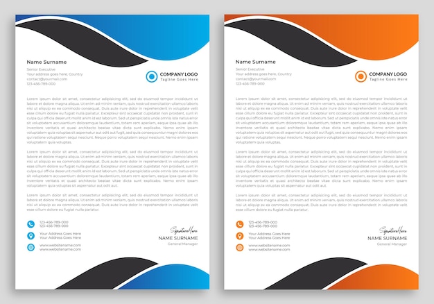 Professional and modern corporate letterhead premium vector template