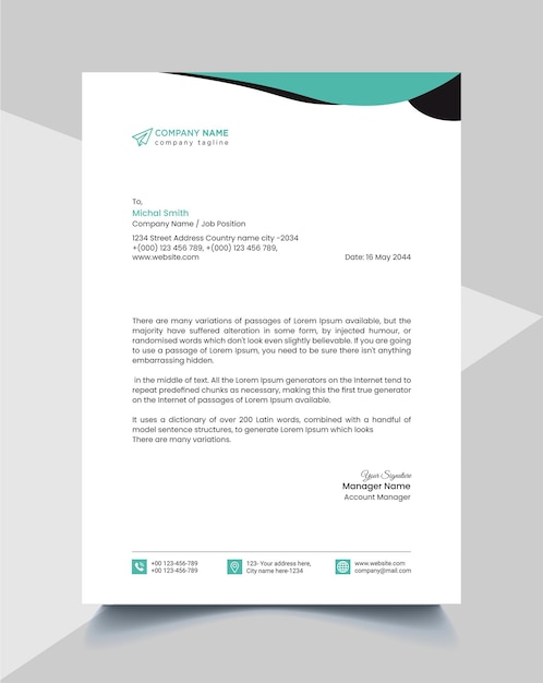 Professional and modern corporate letterhead template Premium Vector