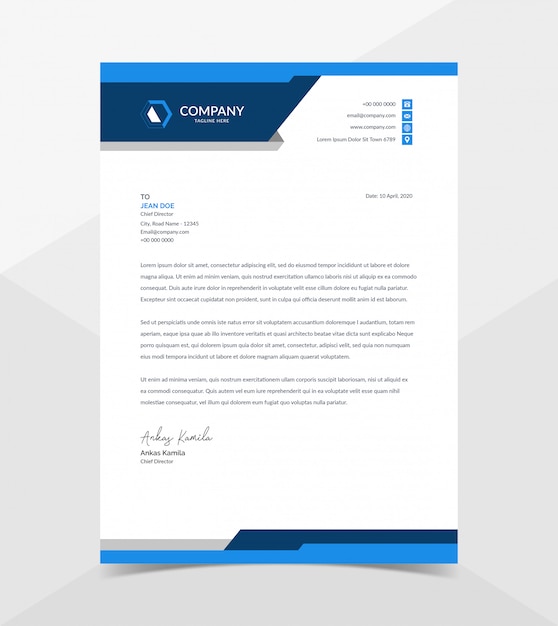 Professional and modern corporate letterhead template