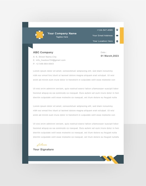 Vector professional and modern corporate letterhead template