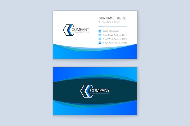Professional modern creative blue business card template