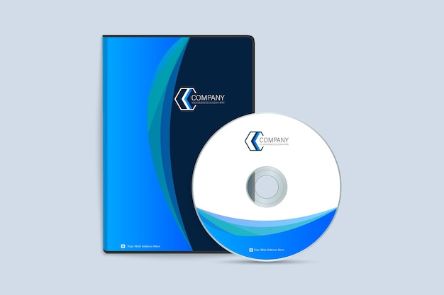 Профессиональный современный креативный синий шаблон обложки DVD