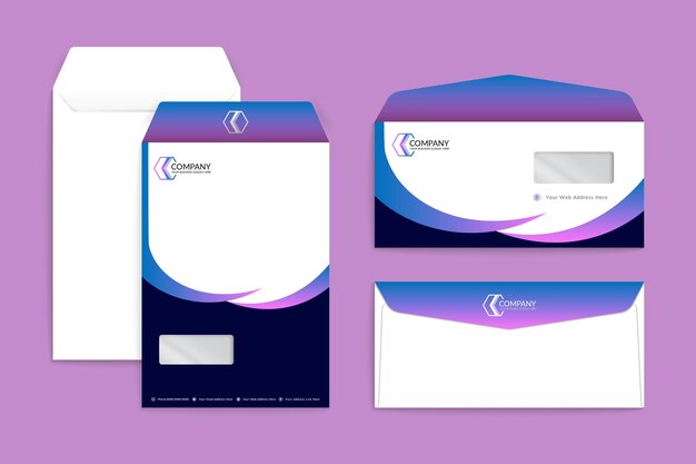 Professional modern creative gradient color envelope template set