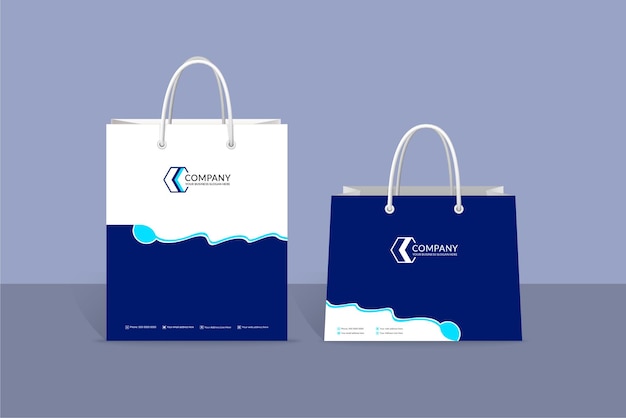 Professional modern creative wave style shopping bag template