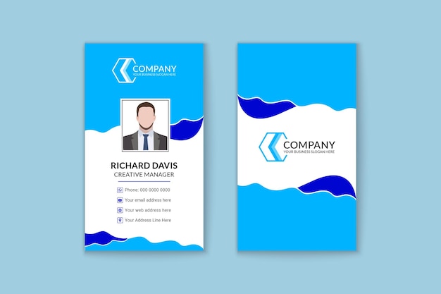 Professional modern creative wave style vertical business card template