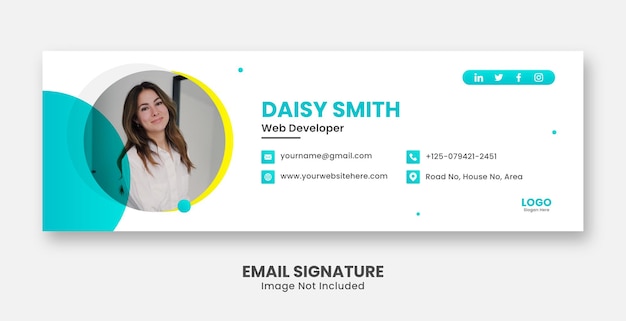 professional modern Email signature or footer square templates premium vector