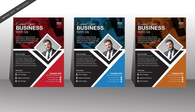 professional modern flyer design template with 3 colors