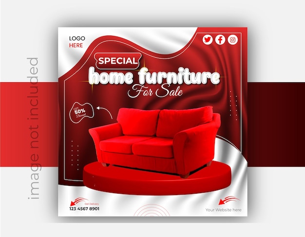 Vector professional modern furniture for sale social media post design