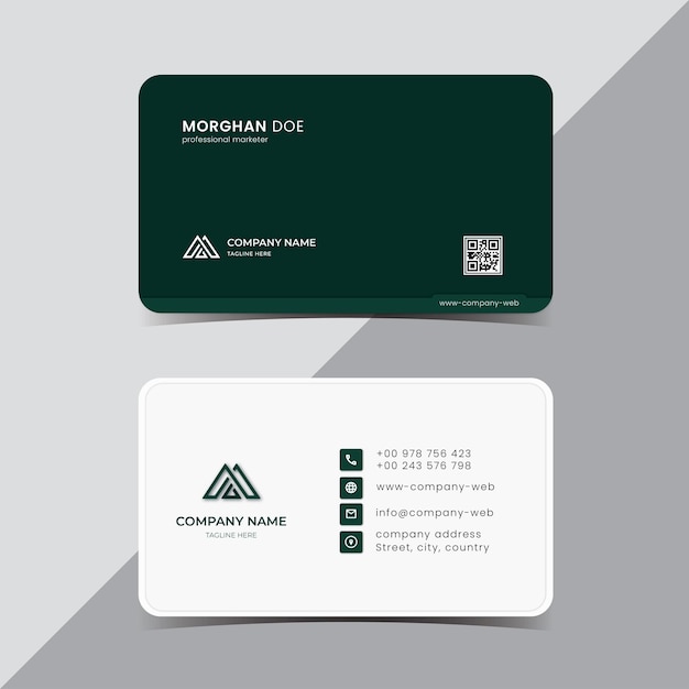 профессиональная современная зеленая визитная карточка