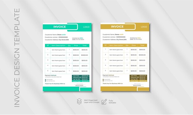 Vector professional and modern invoice template design