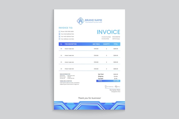 Vector professional and modern invoice template