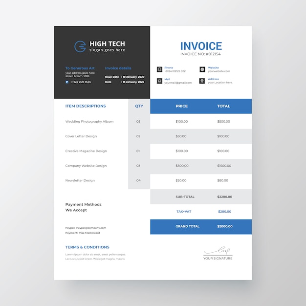 Professional modern invoice template