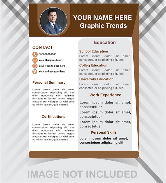 Professional modern and minimal resume or cv design template