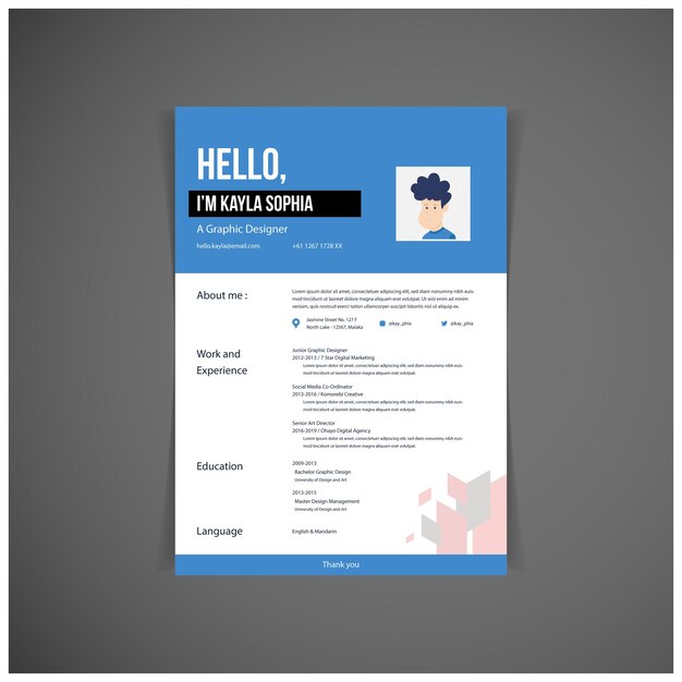 Vector professional modern and minimal resume or cv template