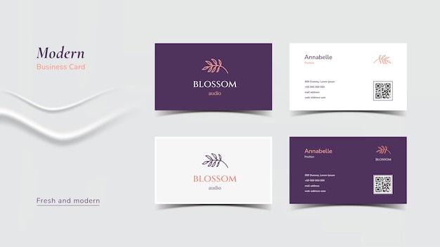 Vector professional modern purple and pink business card