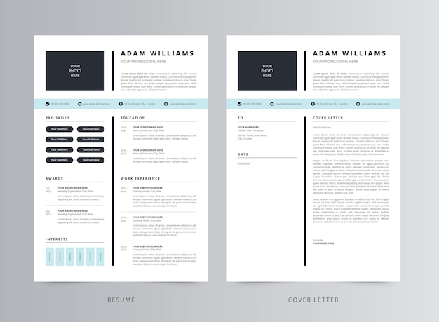 Vector professional modern resume template, cv template