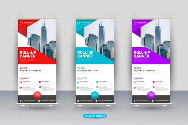 Vector professional modern roll up banner template design concept