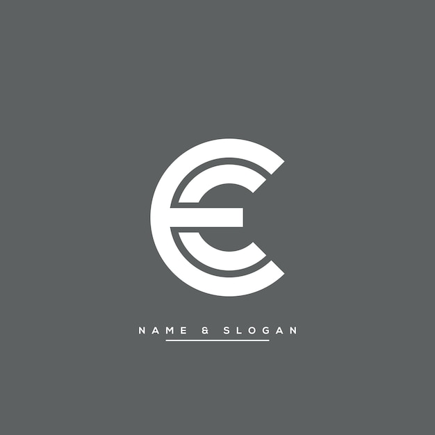 Профессиональные буквы монограммы CE EC Vector Icon Logo на черном фоне