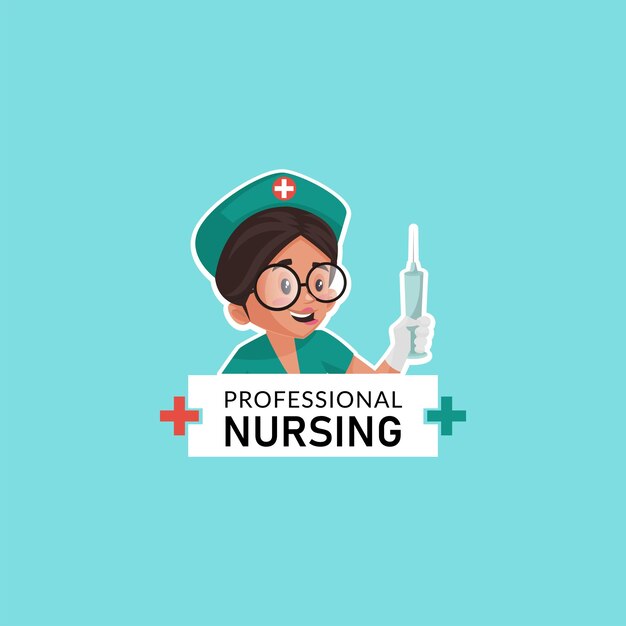 Professional nursing vector mascot logo template