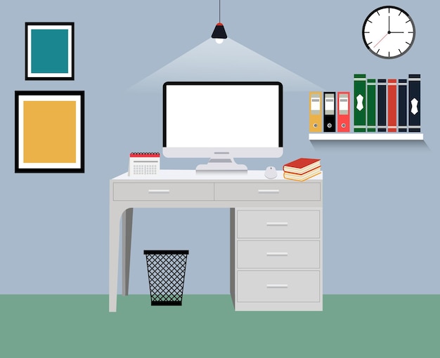 Vector professional office desk with flat design