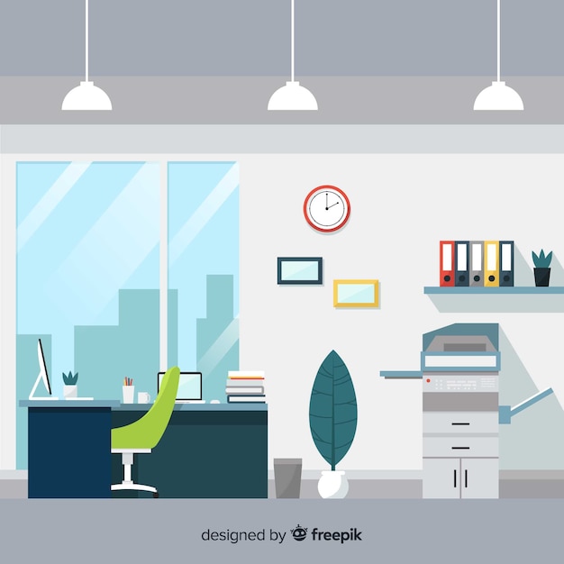 Vector professional office interior with flat design