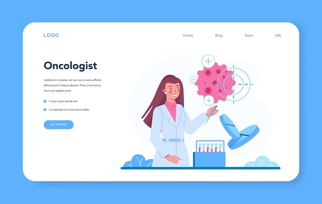 Professional oncologist web banner or landing page