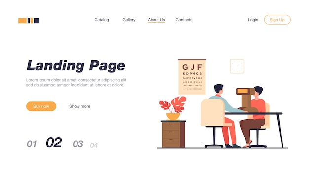 患者の目を検査する専門の眼科医は、ランディングページテンプレートを分離しました