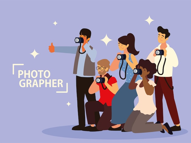 Vector professional photographers cartoon