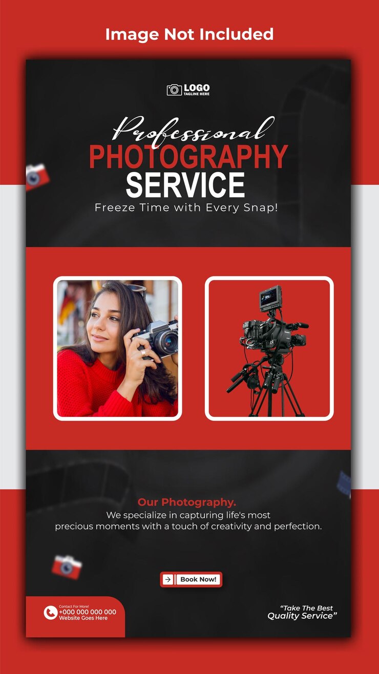 Vector professional photography service promotional story template design