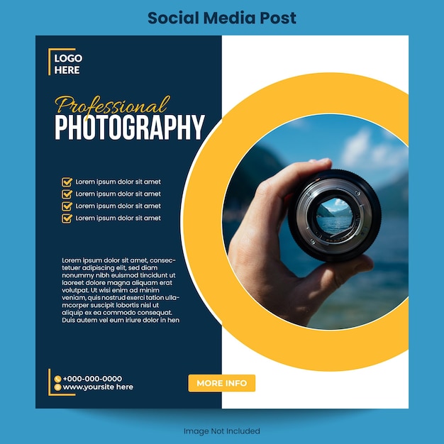 Vettore servizi fotografici professionali social media e modello di progettazione post instagram