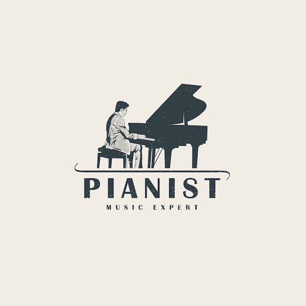 Professional piano player logo template