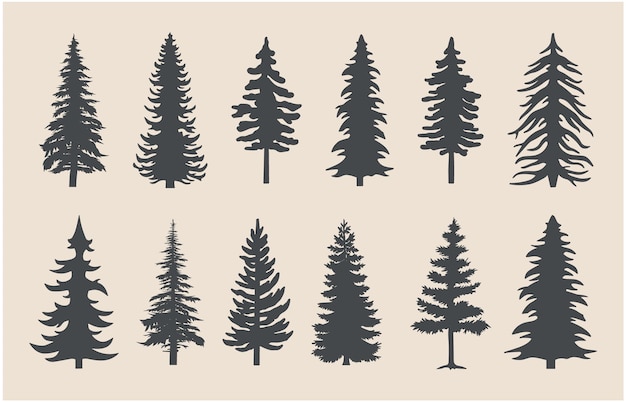 Vector professional pine trees silhouette vector art