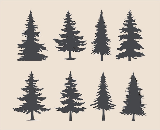 professional pine trees silhouette vector art