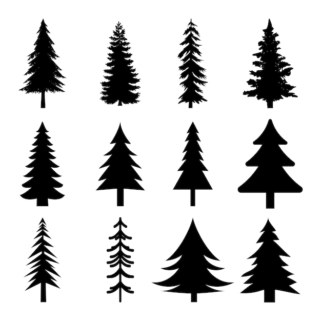 professional pine trees silhouette vectors